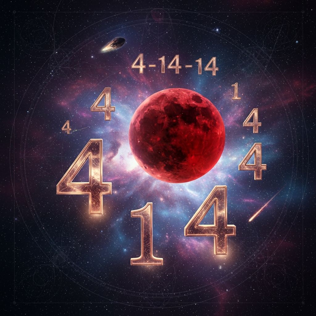 Discover the profound spiritual vibrations of the 4-14-14 sequence and its powerful alignment with blood moon celestial events for personal transformation.