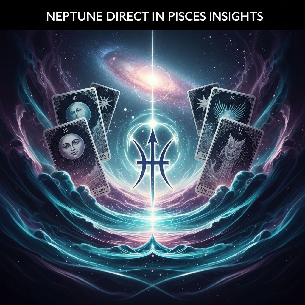 Unlock spiritual clarity with a custom tarot spread as Neptune stations direct in Pisces, guiding intuition and compassion.