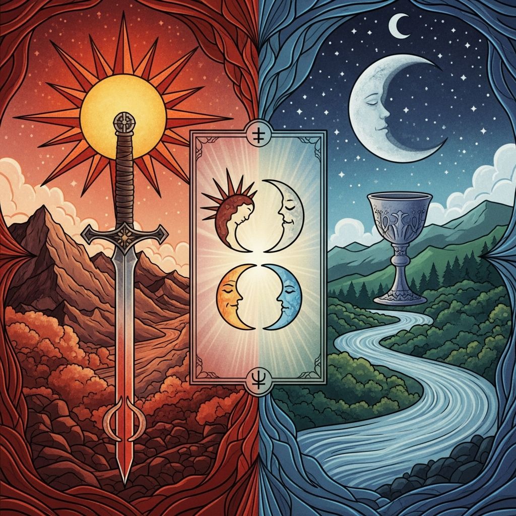 Tarot’s Dual Energies: Masculine and Feminine Discover how masculine and feminine energies shape Tarot interpretations, fostering balance and deeper self-awareness in every reading.